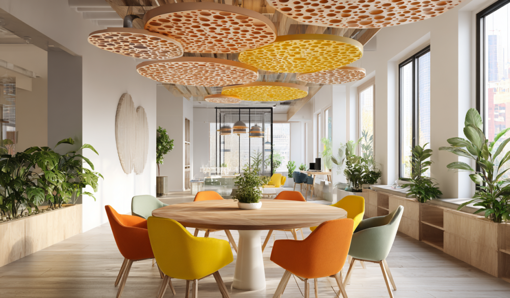 Akustikvlies in Besprechungszimmer an der Decke
